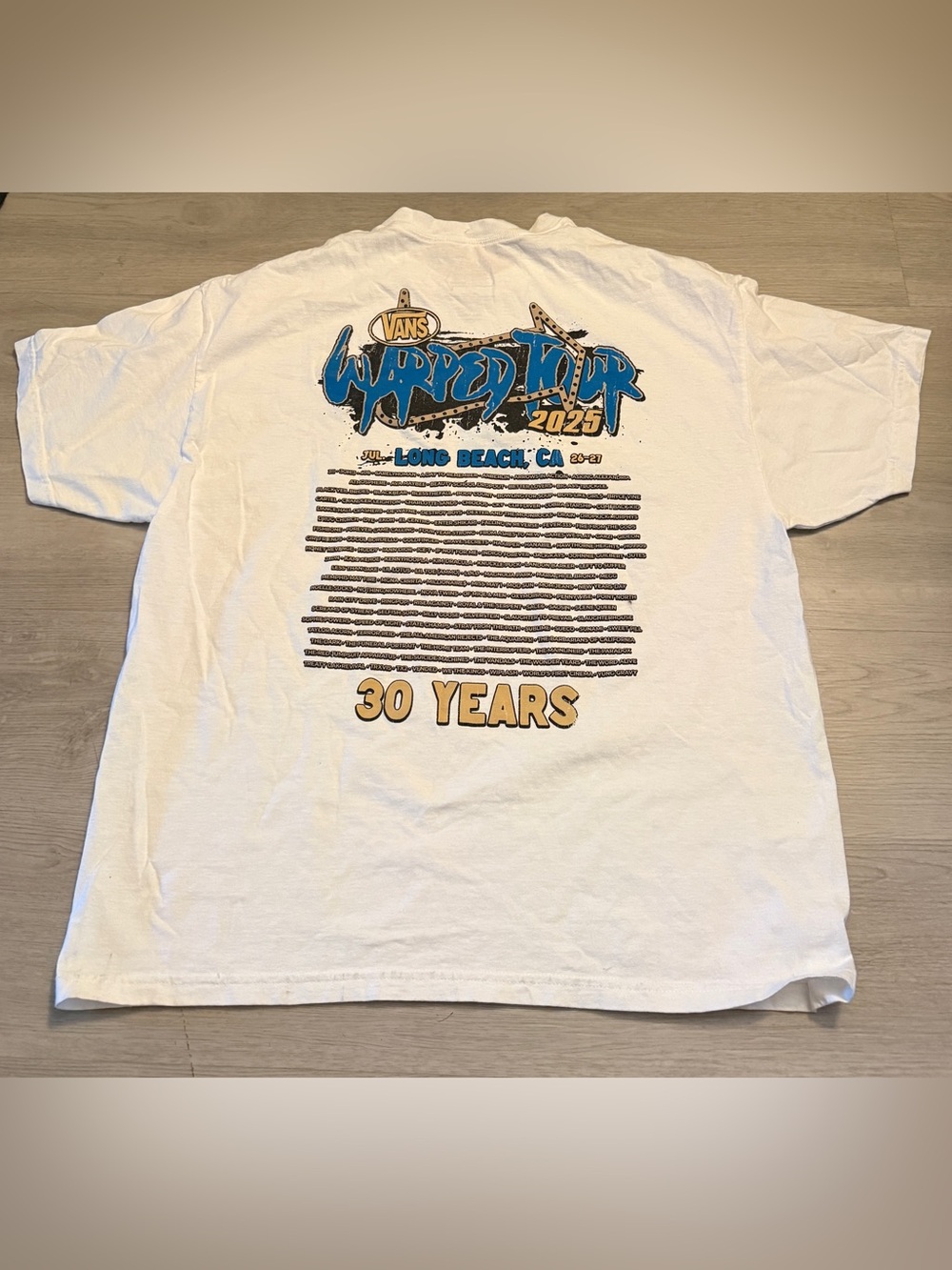 Vans Warped Tour Shirt Mens 2XL White 2025 Long Beach 30 Years Tee Concert Rare